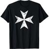 Malteser Kruis T-shirt - Verweerde witte print Malta kruis T-shirt