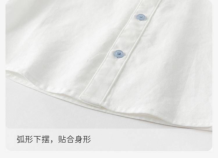 David Bella Boys' Pure Cotton Shirt Summer Clothes Middle and Large Children's White Shirt Children's Short-sleeved Top
