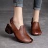 Women's Summer New Leather Block Heel Peep Toe Sandals Soft Sole Non Slip Shallow Slip On Retro Modern Sandals High Heel Sandals