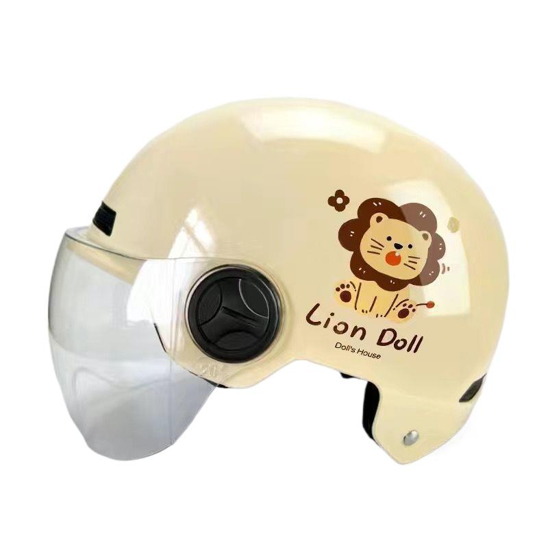 Cat Half Helmet Electric Vehicle Helmet Unisex Four Seasons Battery Motorcycle Hard Hat Cartoon Cat
