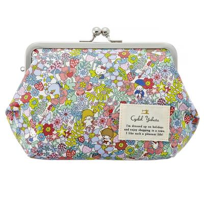 Frame Purse Cosmetic Pouch Adult Cute Sanrio Character Liberty Floral Makeup Stylish Made Japan Cyalel Yahata (Fruit Globe Blue)