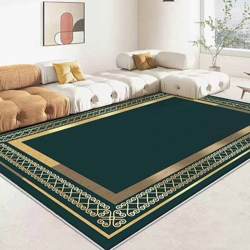

Modern Luxury Large Size Living Room Carpet Green Golden Flannel Decoration Bedroom Rug Antiskid Machine Washable Sofa Floor Mat 60*90cm