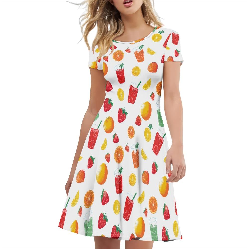 Casual Summer Dress for Women Beach Suspender Skirt Short-sleeved T-shirt Dress