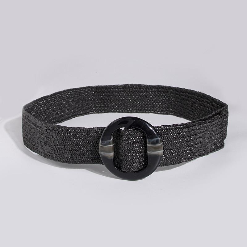 Bohemian Waist Belt For Women With Elastic Resin Buckle And Woven Design For Casual Wear