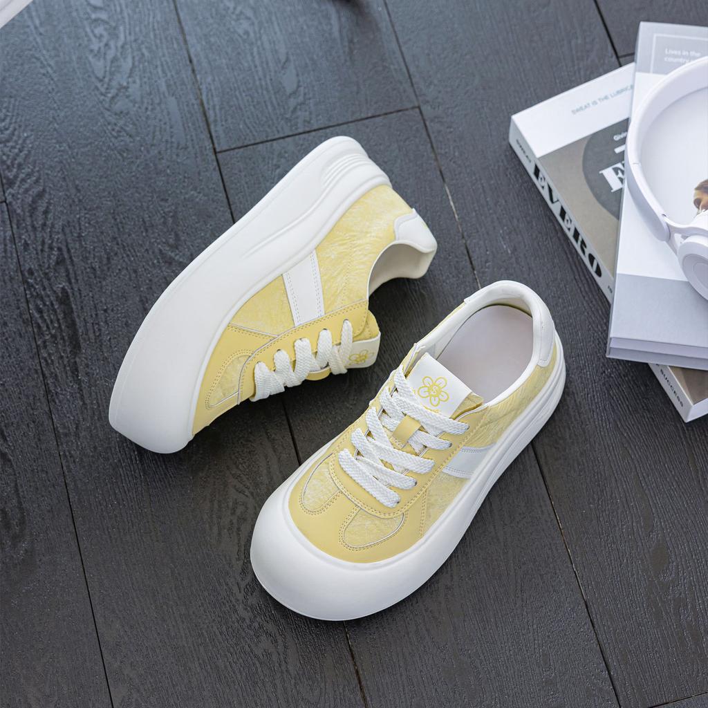 Leather women's spring new ugly cute big head board shoes platform heightening shoes fashionable versatile casual shoes