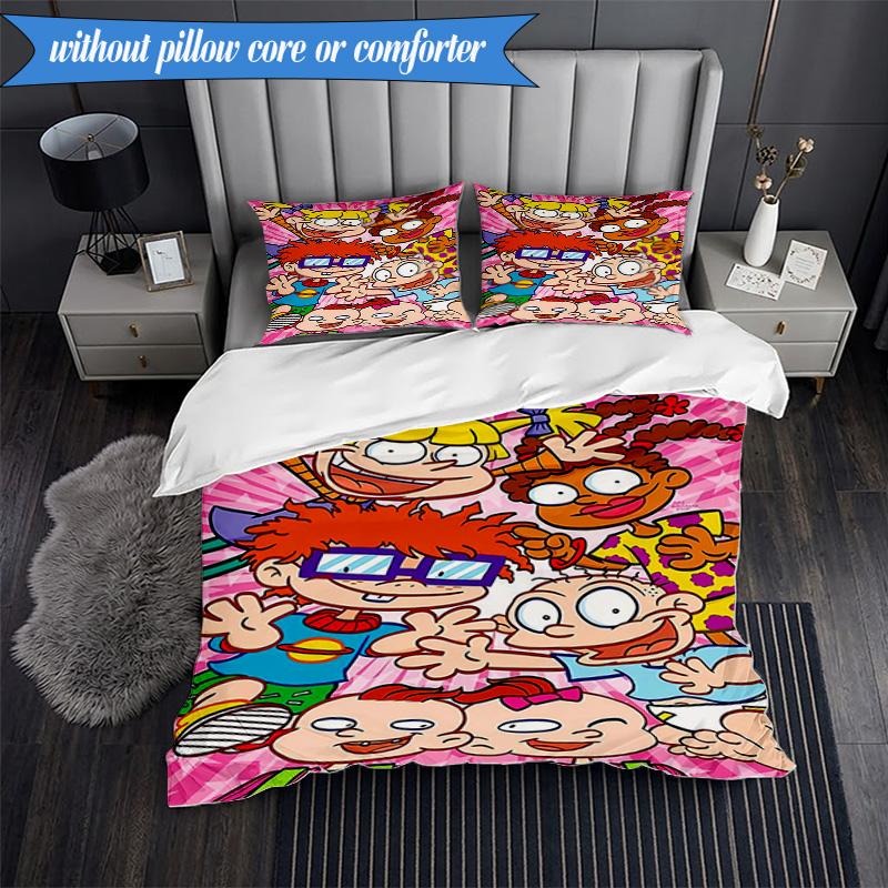 Rugr-ats: Urban Adventure 3pcs K-pop music group Bedding set,Ideal for Bedroom, Dormitory,Including Duvet Cover And 2pcs Pillowcases,Fan gifts