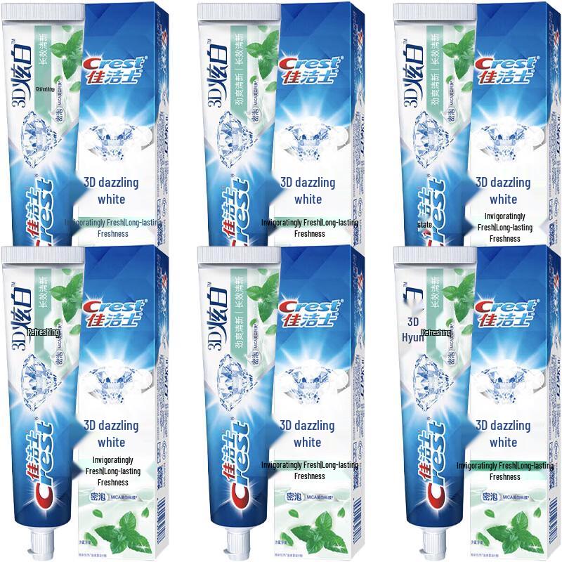 

Crest 3D White Invigorating Fresh Toothpaste 6-Pack with Tissues