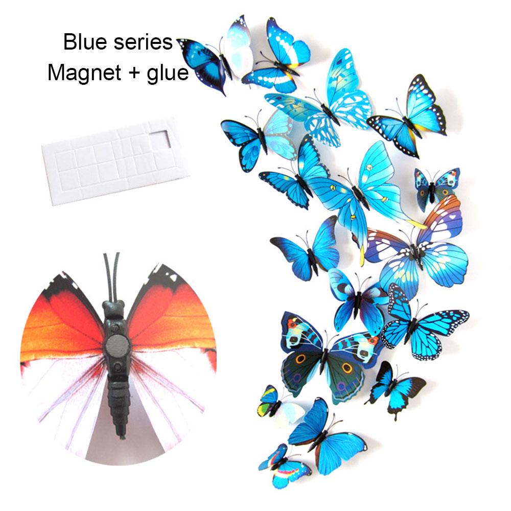 3D Three-Dimensional Butterfly Art Design Wall Sticker Refrigerator Diy Decoration Home Decor Fridge Magnet Gift For Kitchen