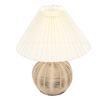 Plted Table Lamp Soft Yellow Light Linen Lampshade Rattan Base Bedside Lamp for Bedroom