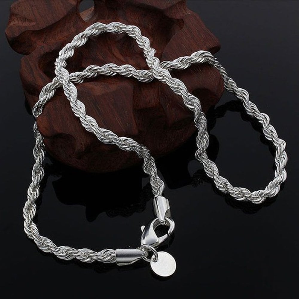 Silver Twisted Rope Modern Chain Necklace, Vintage Necklace, Layered Necklace, Gorgeous Necklace, Long Necklace