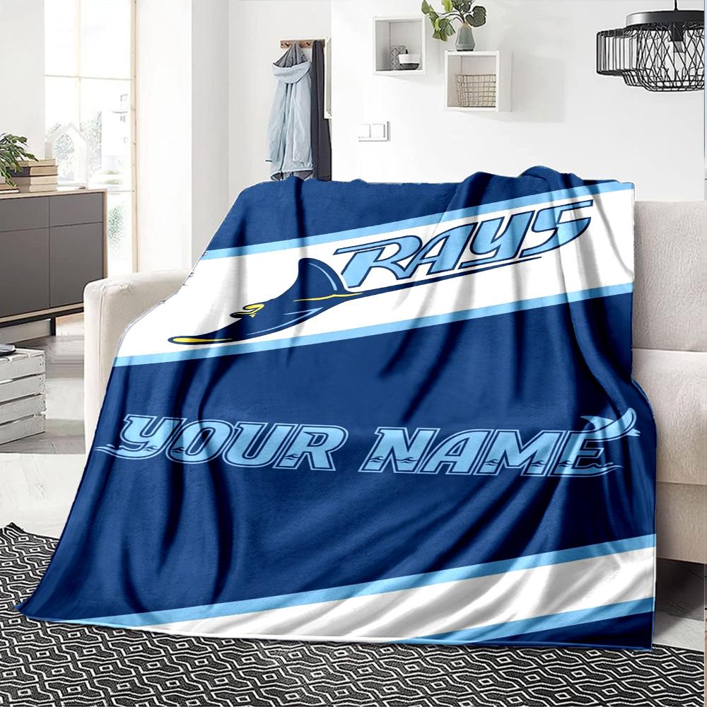Name Custom Tampa Bay Rays Logo Print Flannel Blanket High Quality Warm Comfortable Cover for All Seasons Perfect for Gifts Home Decor