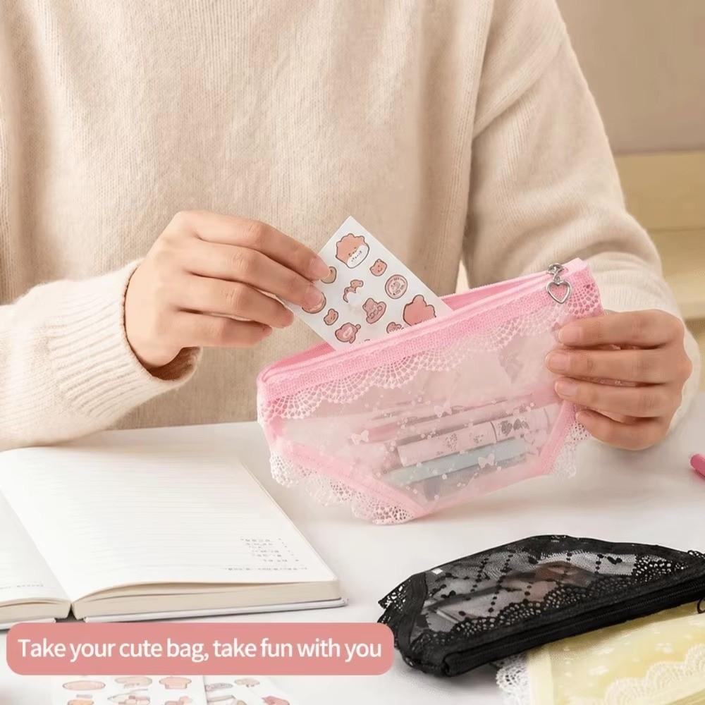 Lace Trim Briefs Shape Cosmetic Bag Korean Style Triangle Makeup Bag Toiletry Bag Women