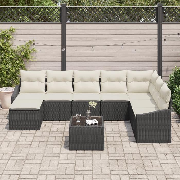 VidaXL Ensemble de salle à manger de jardin 8 pièces avec coussins en rattan poly 3355516