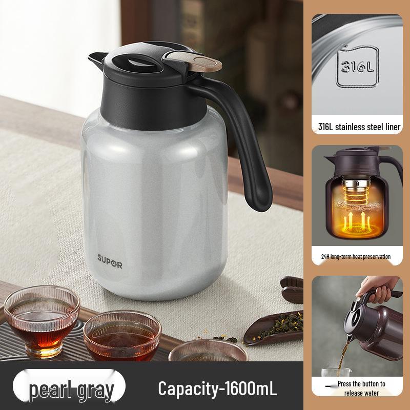 Supor 316L Stainless Steel Insulated Kettle, Large Capacity Teapot & Thermos Flask for Home Use