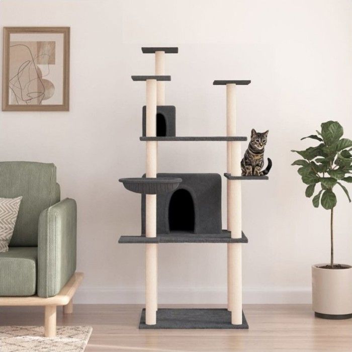 VidaXL Cat Tree with Sisal Scratching Posts Dark Grey 166 Cm 171725