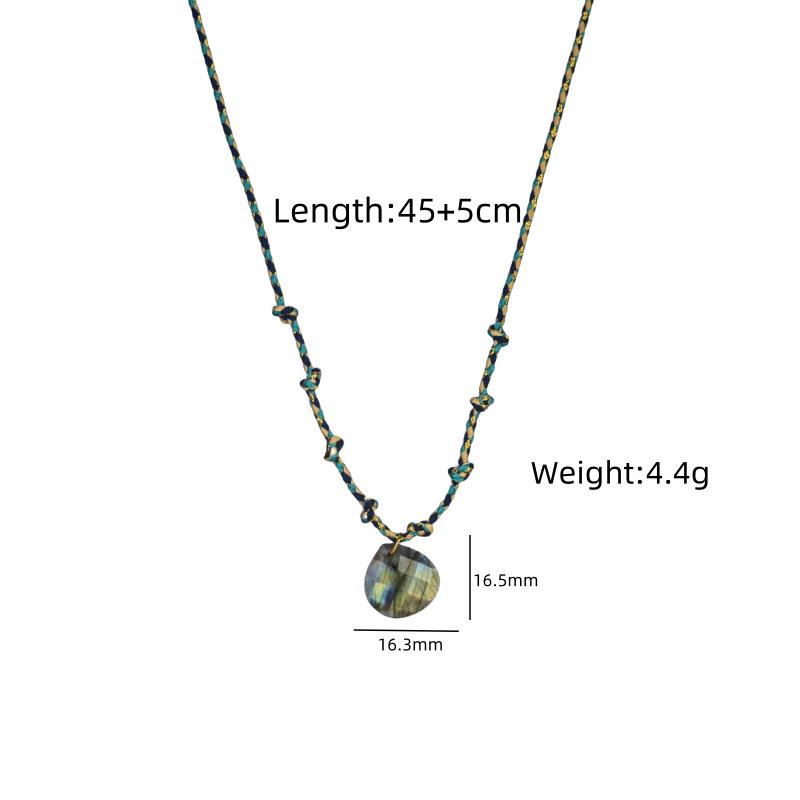 Элегантное синее плетеное ожерелье из лабрадорита с подвеской из нержавеющей стали и натурального камня