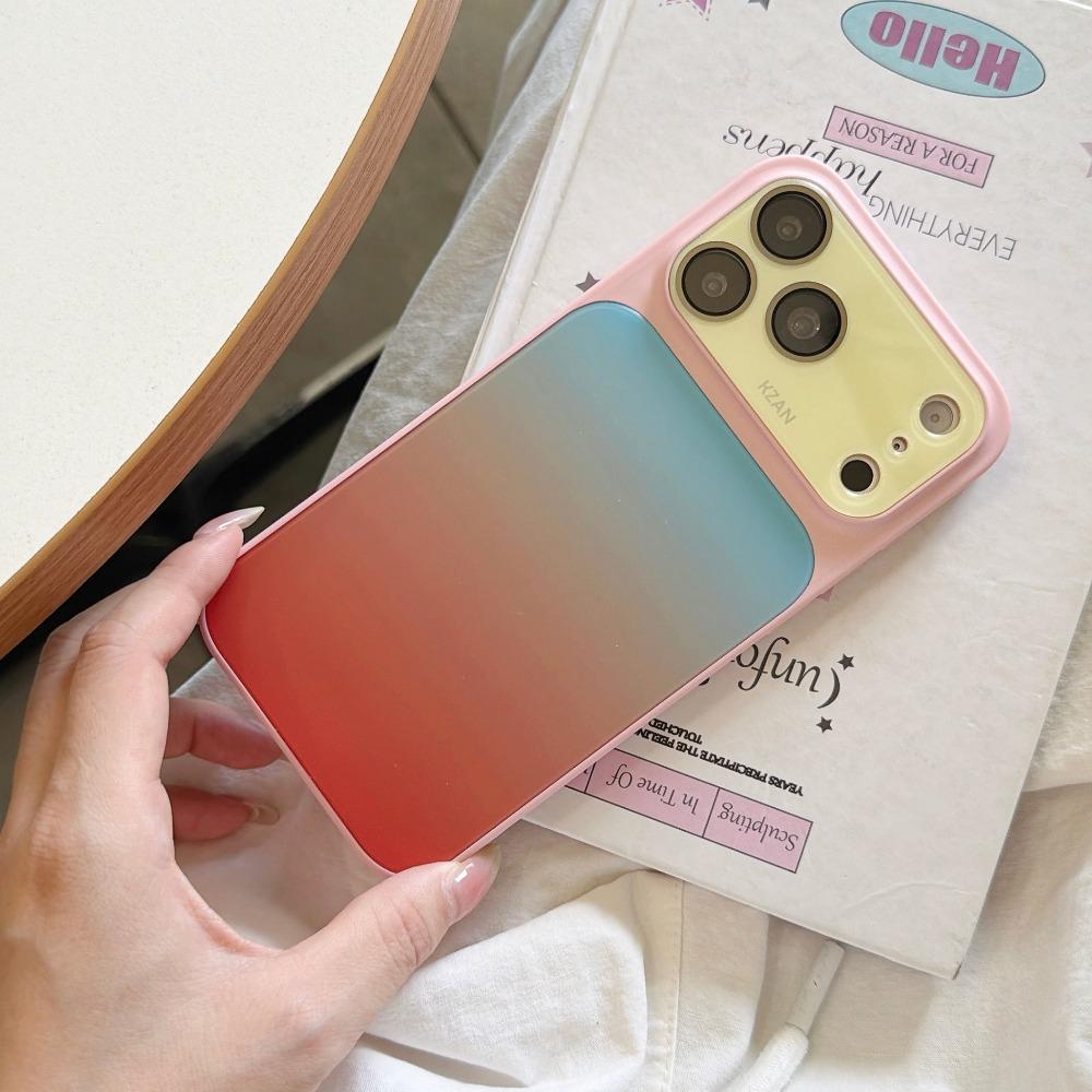 Luxury AG Gradual Change Rainbow Case For iPhone 17 16 15 14 13 Pro Max Shockproof Bumper Hard Back With Lens Proteciton Cover