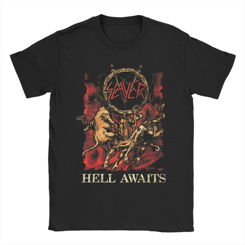 Novità L'Inferno Attende 35° Anniversario Anni '80 Magliette Band Metal Uomo Donna Magliette in Cotone Maglietta Band Slayer Abbigliamento Estivo