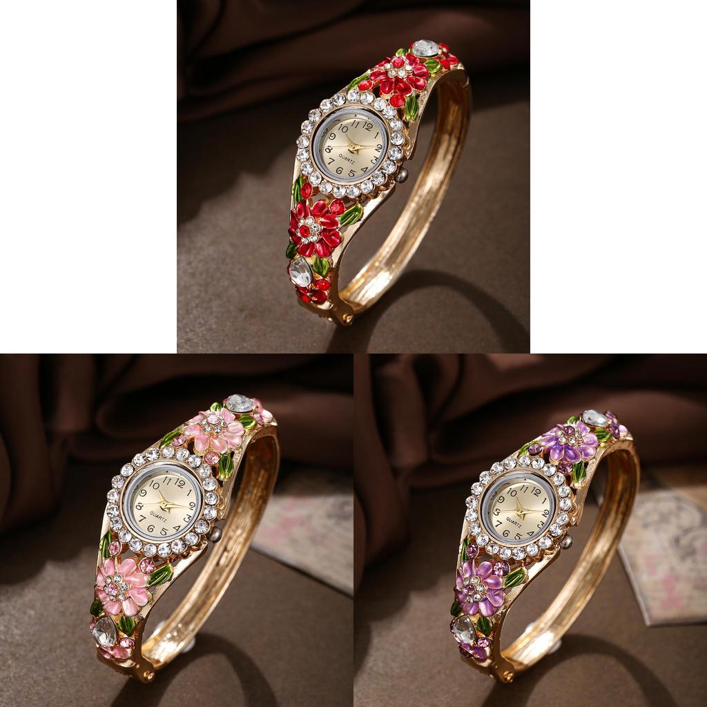 Orologio da Donna al Quarzo alla Moda con Decorazioni di Diamanti e Bracciale in Lega per un'Eleganza Raffinata