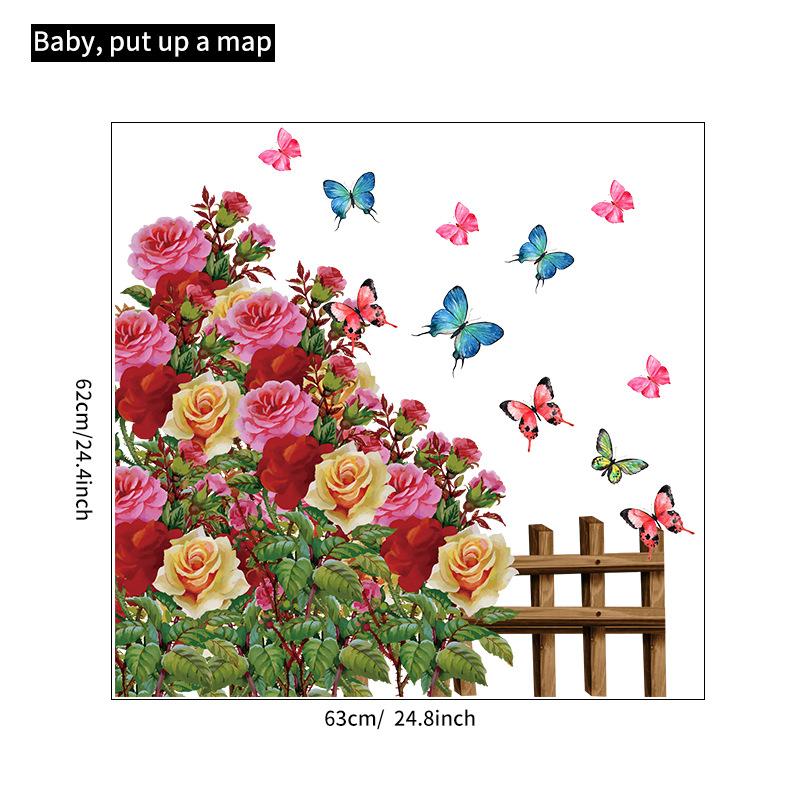 Floral Butterfly Wall Stickers Home Decor for Bedroom Living Room Entrance Door Decoration