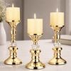 Vintage Gold Metal Pillar Candlestick Non-slip Bottom Candle Stand Table Candle Holder  Party