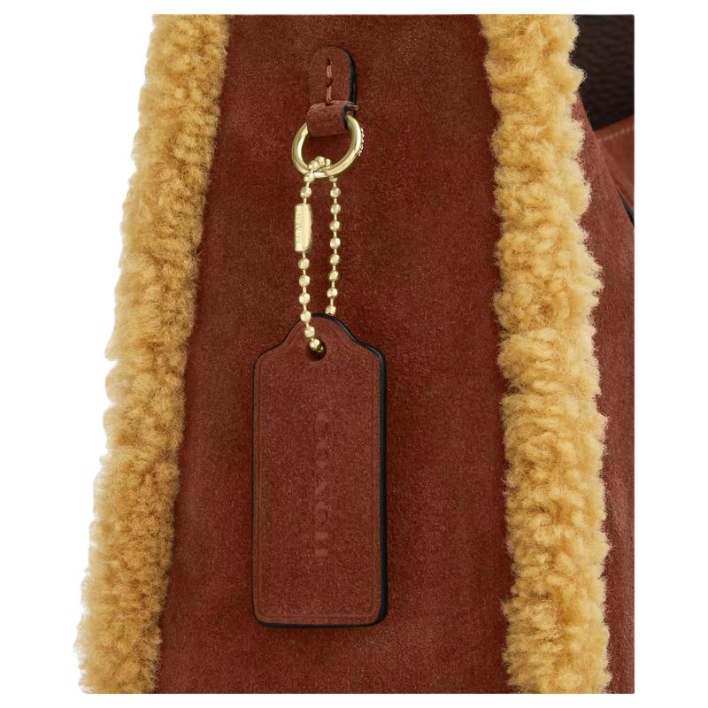 COACH HadleyConvertible 24 Adjustable Shoulder Strap Suede and Fine Pebbled Leather Crossbody Bag Medium Women's Vintage Brown