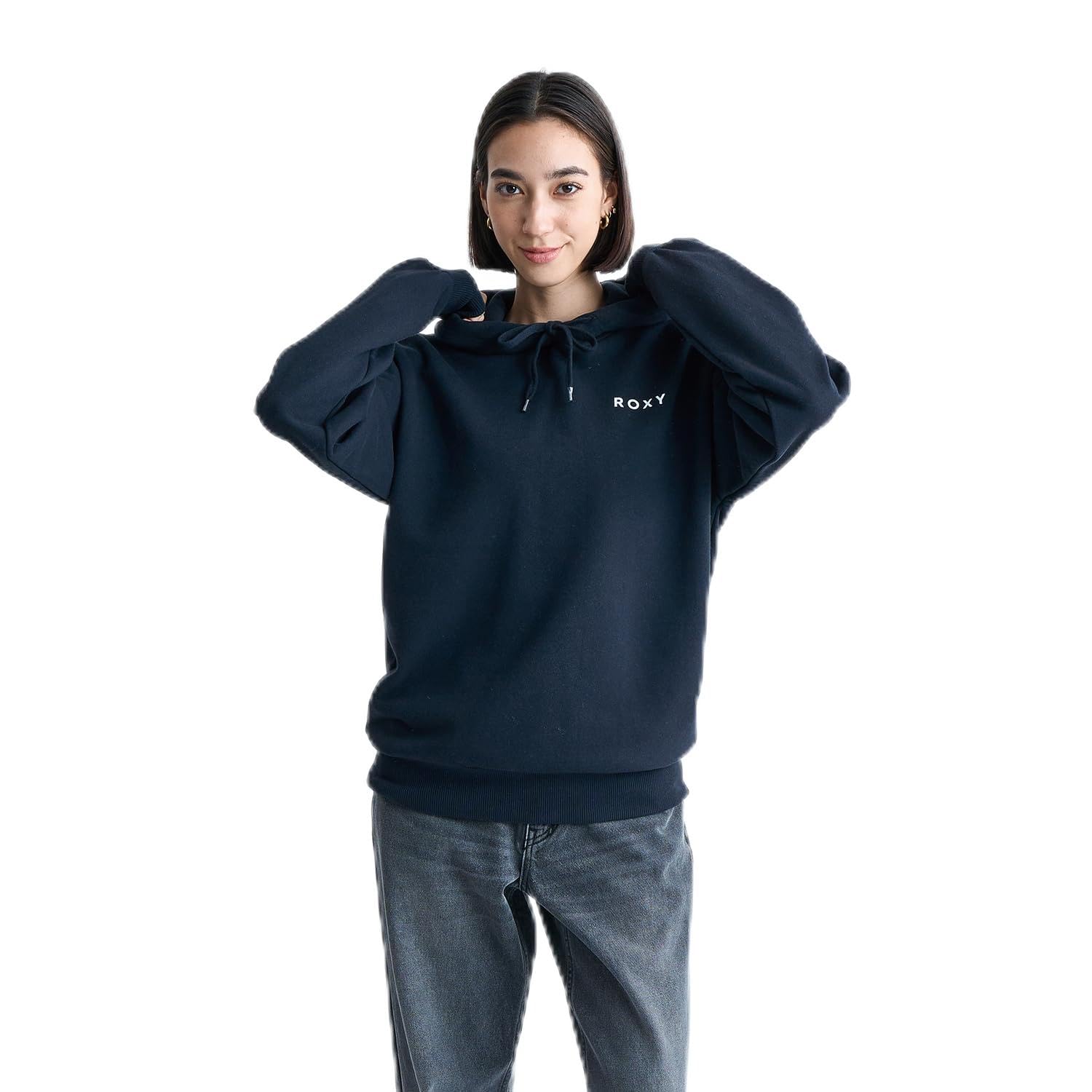 

Roxy Regular Fit Hooded Sweatshirt with Back Black Women s Print, чёрный