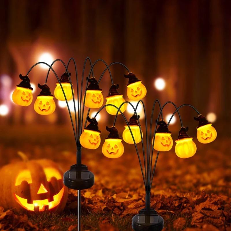 6/8LED Solar Halloween Pumpkin Lantern Solar Decorative Light, Suitable for Halloween Lawn and Courtyard Road Decoration