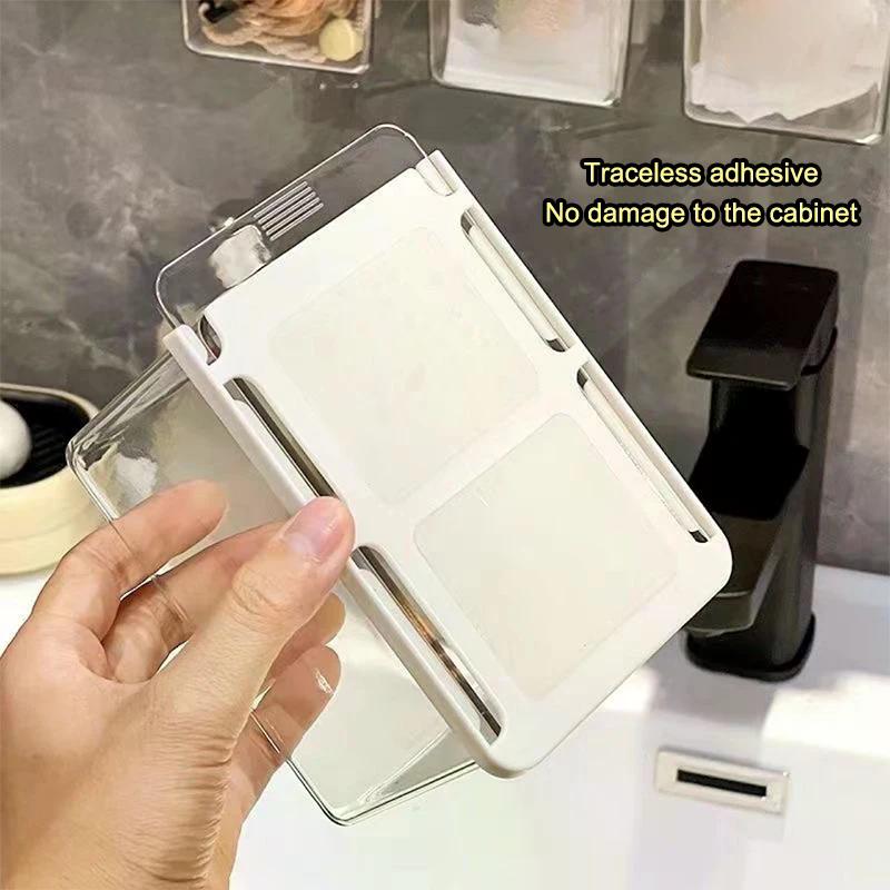 Transparente Badezimmer-Wattestäbchen-Make-up-Aufbewahrungsbox Ausziehbare Schublade unter dem Spiegel Schrankorganizer