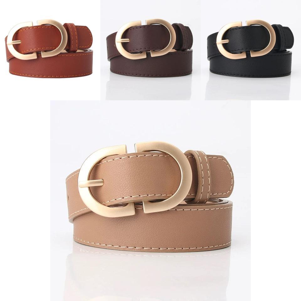 Fashion Womens Faux Leather Belt With Metal Buckle For Casual Dress And Shirt Styling