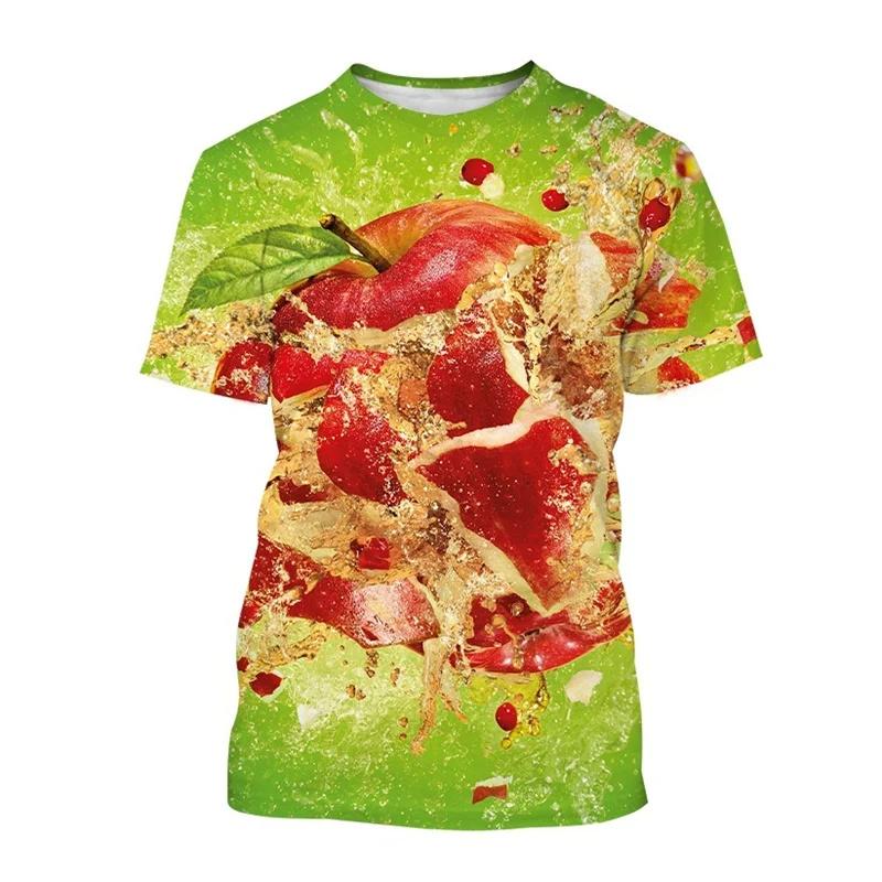 3D Printed Apple T-Shirt Men  Women Fruit Pattern Summer Street Casual Short Sleeve Breathable O-Neck T-Shirts