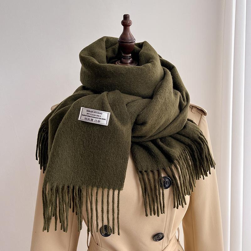 Scarf women's winter new autumn white thickened 111 pure shawl dual-purpose men's knitted warm scarf