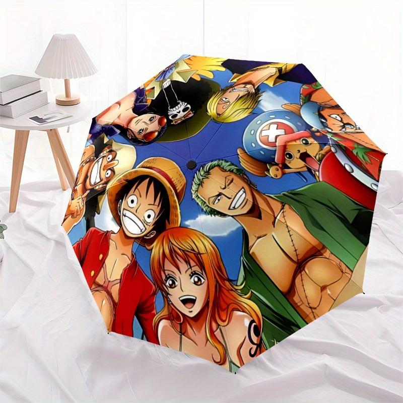 One Piece Crew Automatischer, windfester Faltregenschirm, kompakter Reiseregenschirm für alle Anlässe, tragbarer Cartoon-Regenschirm a0823055