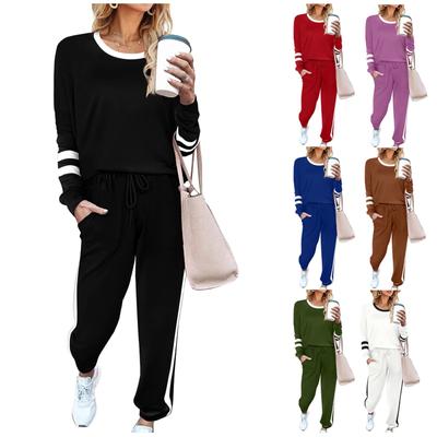 Tenue de jogging deux pièces pour femme, ensemble de survêtement, pull à manches longues, haut, sweat-shirt, pantalon long, survêtement