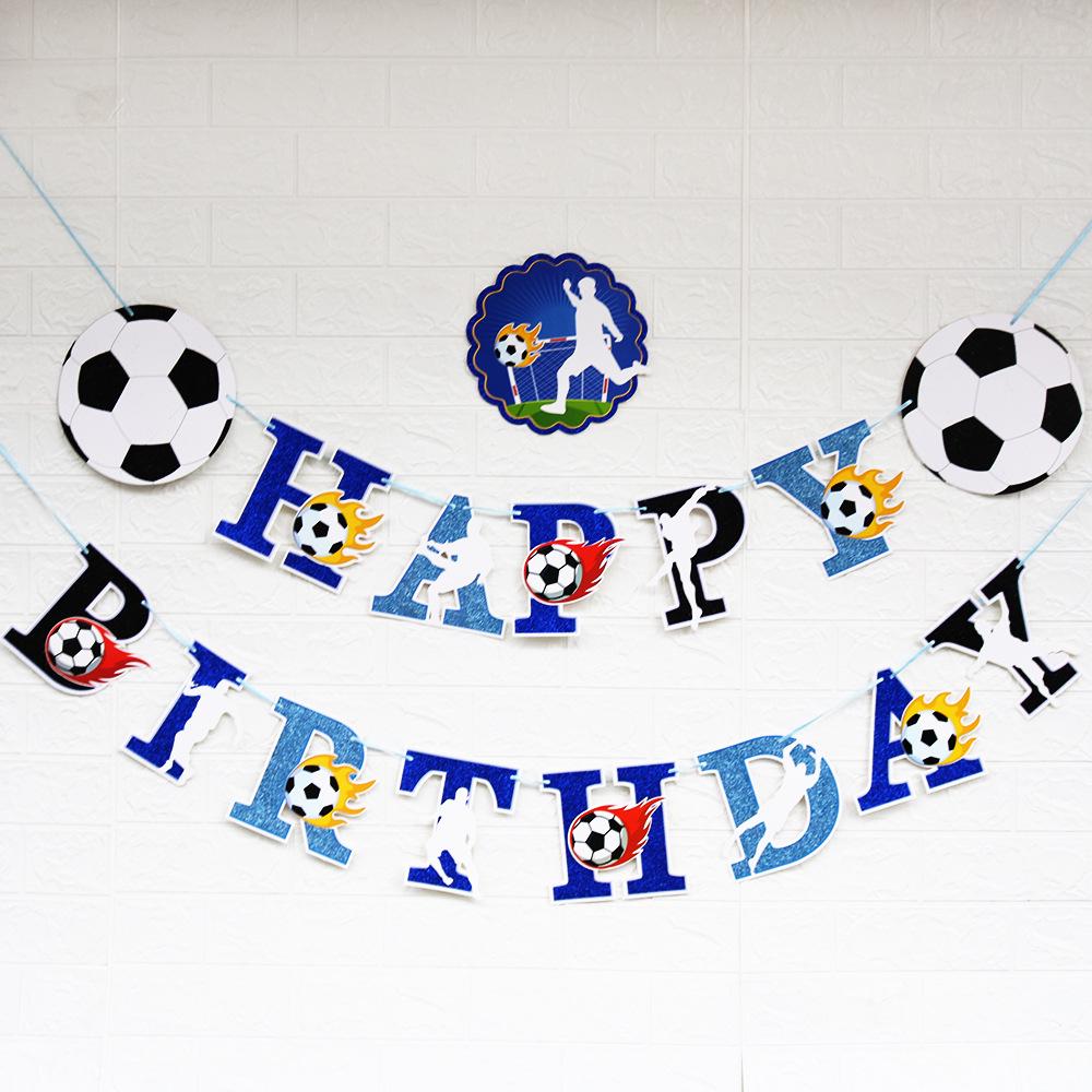 World Cup Football Birthday Party Banner with Rainbow Sprinkles