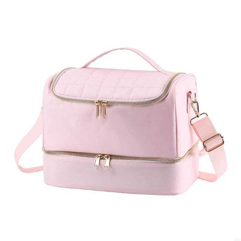 Detachable Polishes Storage Bag With Double Layer Compartments Large Capacity For 20 30 Bottles And Tools Black Gold HX6C