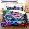3PC Custom Name Mermaid Fantasy Underwater World Bedding Set Duvet Cover Closure Includes 1 Duvet Cover & 2 Pillowcases for Bedroom
