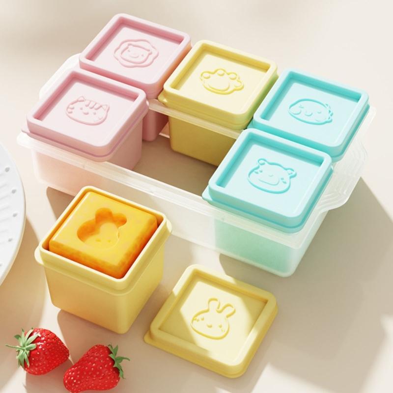 Dishwasher Safe Baby Food Storage Container 6 Grids Silicone Snacks Organizers Freezer To Microwave Snacks Box With Lid