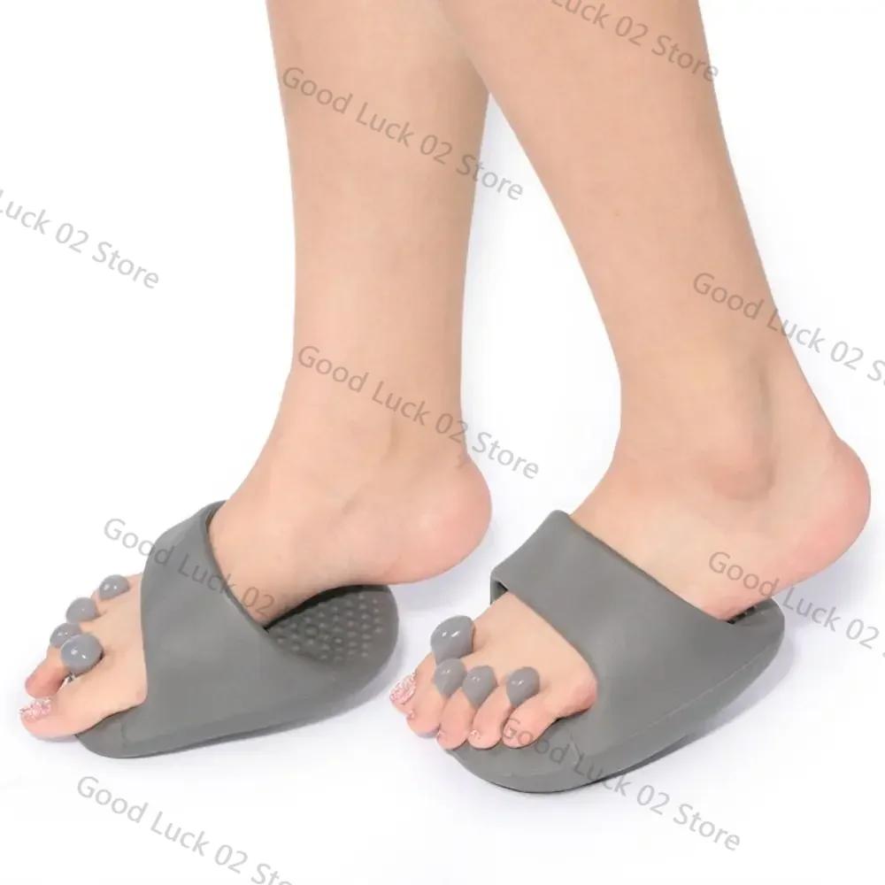 

Модные тапочки-слайды с поддержкой свода стопы для женщин, для похудения и массажа, трясущаяся обувь на толстой подошве для послеродового периода, для массажа и похудения ног one size серый