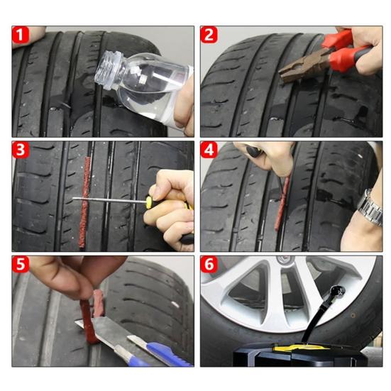 8ks sada na opravu defektu pneumatiky pro automobily, zátka na bezdušové pneumatiky, jehlové záplaty