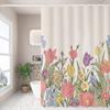 Floral Shower Curtain with Telescopic Rod