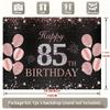 85-year-old rose gold birthday party banner, suitable for indoor and outdoor birthday background decoration