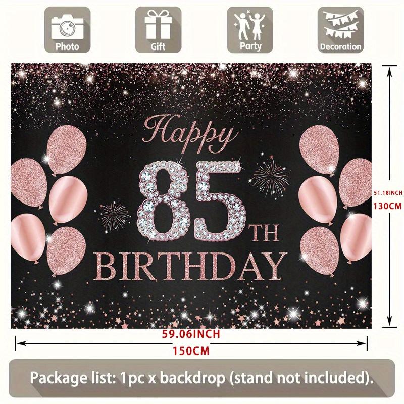 85-year-old rose gold birthday party banner, suitable for indoor and outdoor birthday background decoration