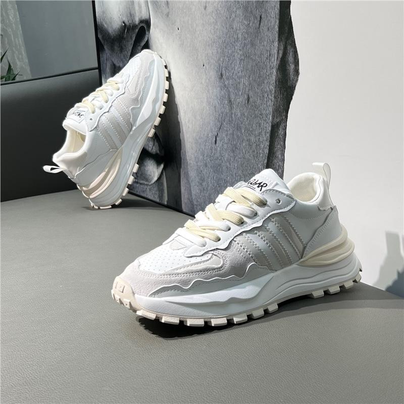 Autumn Leather Dad Shoes Platform Waffle Sports and Leisure Shoes Bc