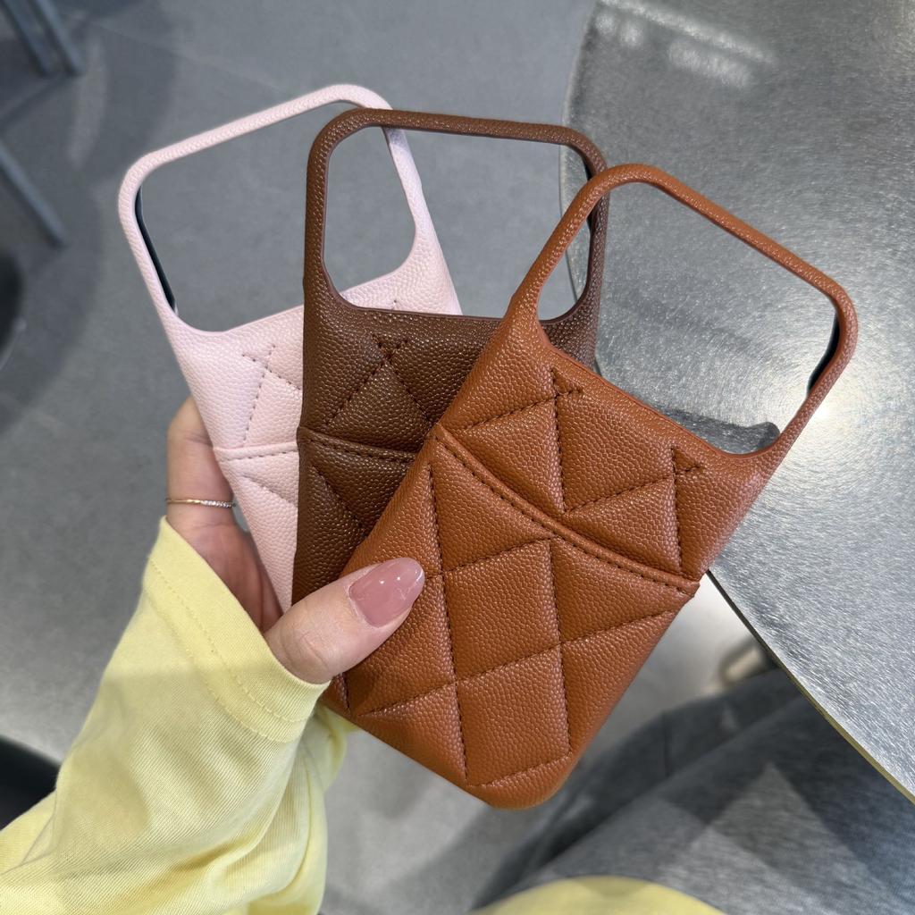 Xiaoxiangfeng rhombus card leather pattern is suitable for Apple 17Promax mobile phone case iPhone16 solid color 15/14/13