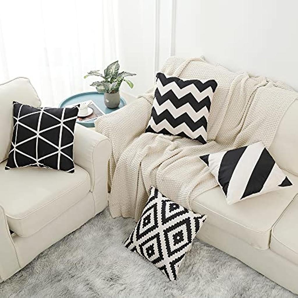 Cushion Cover 45X45Cm, Modern Cushion Cover Pillowcase Decorative Sofa Car Bed Chair Geometric Linen