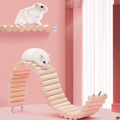 Upgraded Syrian Hamster Bendy Long Wood Bridges Dwarf Hamster Bendable Ladder Hideout Toys Hamsters Cage Ramp Climbing