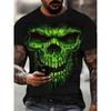 Men's Horror Skull Print T-Shirt 3D Print Vintage O-Neck Short Sleeve Fashion Oversized T-Shirts Men's Summer Street Clothing