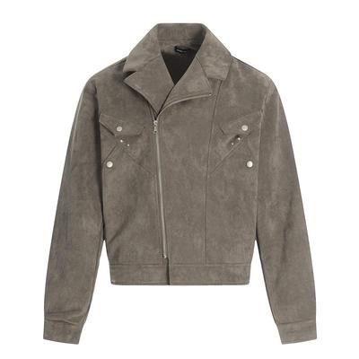 Men's Trendy Suede Lapel Bomber Jacket: European & American Style Casual Versatile Outerwear