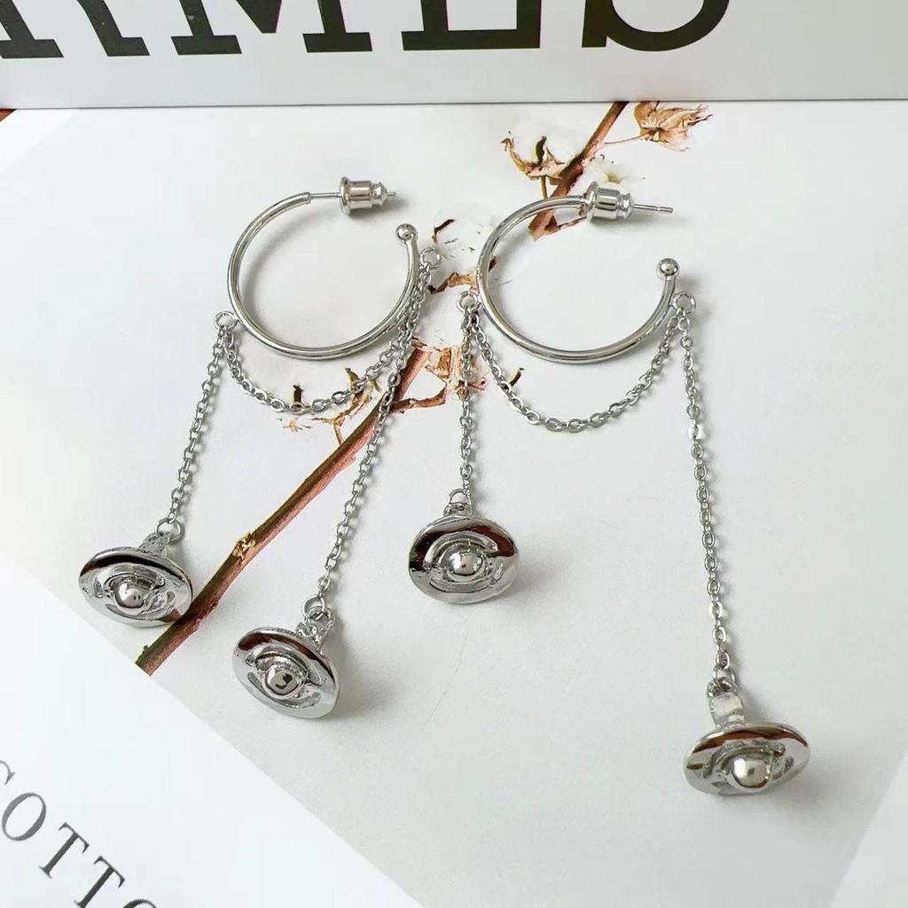 Saturn Long Tassel Earrings: Elegant, Light Luxury Design for Women